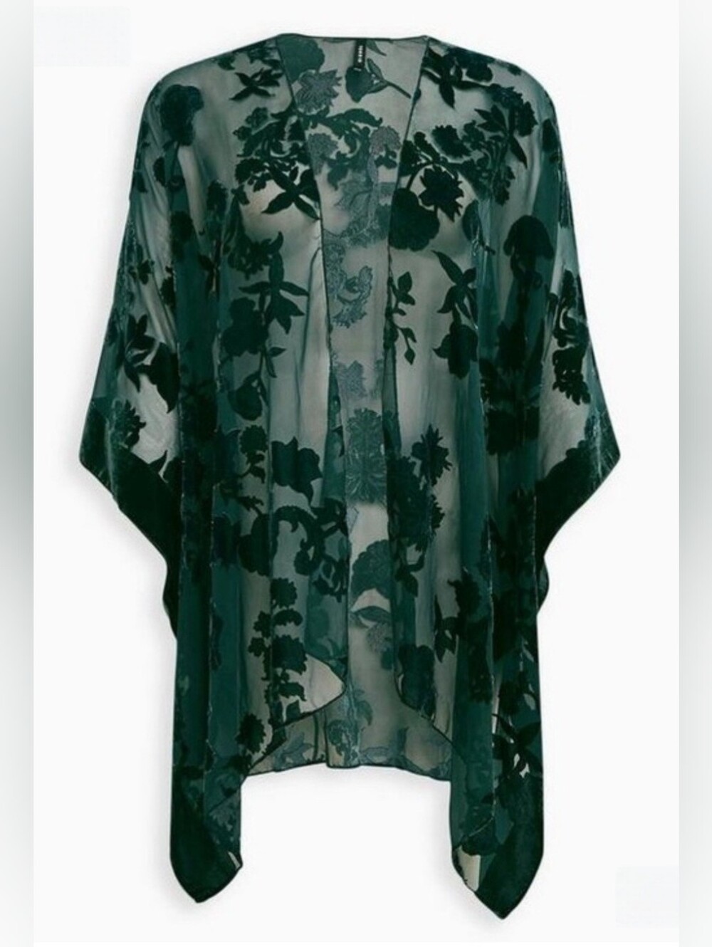 Sheer Floral Velvet Burnout Ruana Kimono